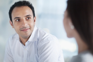 Co-worker-smiling-listening